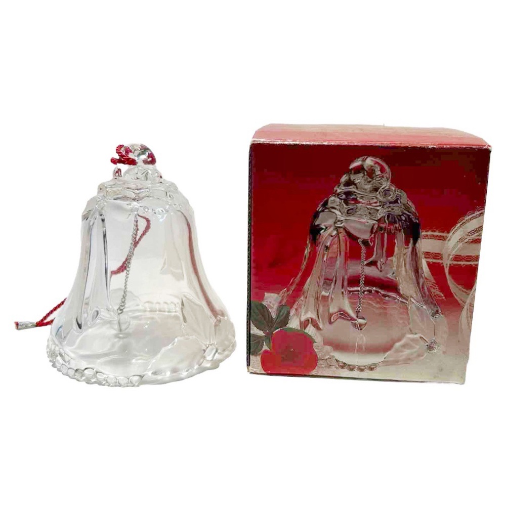 Original Walther-glas Germany Glass Decorative Bell Ornament Christmas Holly 4.5
